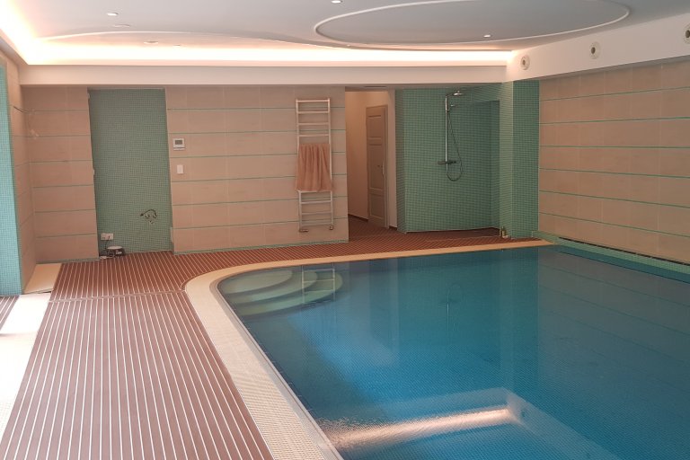 PlasDECK POOL a SPA - Mahagon s bílým pruhem 26 m2.